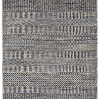 10' Gray Wool Striped Hand Knotted Runner Rug