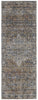 10' Tan Orange And Blue Floral Power Loom Distressed Runner Rug With Fringe