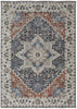 10' X 13' Ivory Blue And Red Floral Power Loom Area Rug With Fringe