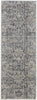 10' Ivory Gray And Taupe Abstract Power Loom Distressed Runner Rug With Fringe