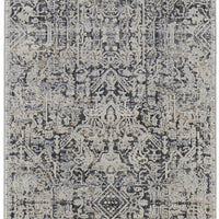 10' Ivory Gray And Taupe Abstract Power Loom Distressed Runner Rug With Fringe