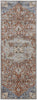 10' Orange Ivory And Blue Floral Power Loom Runner Rug With Fringe