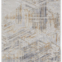 10' Tan Ivory And Gray Abstract Power Loom Distressed Runner Rug