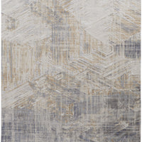 12' X 15' Tan Ivory And Gray Abstract Power Loom Distressed Area Rug