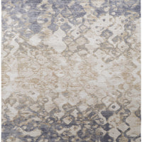 12' X 15' Tan Ivory And Blue Abstract Power Loom Distressed Area Rug