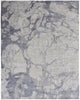 4' X 6' Ivory And Blue Abstract Power Loom Distressed Area Rug