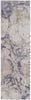 10' Tan And Blue Abstract Power Loom Distressed Runner Rug