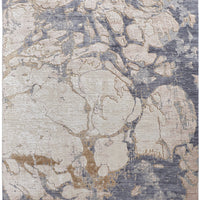 12' X 15' Tan And Blue Abstract Power Loom Distressed Area Rug