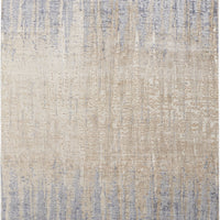 8' X 10' Tan Brown And Blue Abstract Power Loom Distressed Area Rug