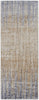 8' Tan Brown And Blue Abstract Power Loom Distressed Runner Rug