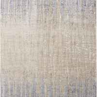 12' X 15' Tan Brown And Blue Abstract Power Loom Distressed Area Rug