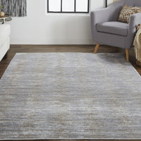 4' X 6' Taupe Silver And Tan Abstract Power Loom Area Rug