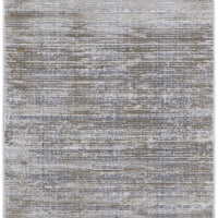 10' Taupe Silver And Tan Abstract Power Loom Runner Rug