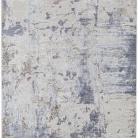 4' X 6' Ivory Gray And Blue Abstract Power Loom Distressed Area Rug