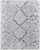 4' X 6' Silver Gray And Blue Animal Print Power Loom Distressed Area Rug