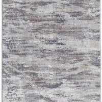 8' Taupe Tan And Orange Abstract Power Loom Distressed Stain Resistant Runner Rug