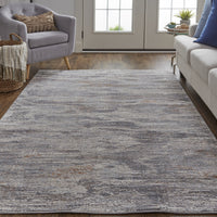 12' X 15' Taupe Tan And Orange Abstract Power Loom Distressed Area Rug