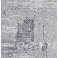 8' Taupe Tan And Blue Abstract Power Loom Distressed Stain Resistant Runner Rug