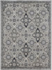 7' X 10' Gray And Black Floral Power Loom Area Rug