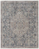 10' X 13' Blue And Ivory Floral Power Loom Stain Resistant Area Rug