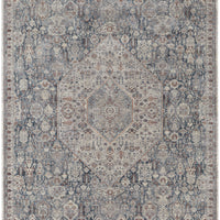 10' X 13' Blue And Ivory Floral Power Loom Stain Resistant Area Rug