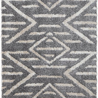 5' X 8' Gray And Ivory Geometric Power Loom Stain Resistant Area Rug