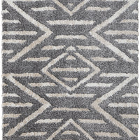 10' X 14' Gray And Ivory Geometric Power Loom Stain Resistant Area Rug