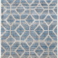 4' X 6' Blue And Ivory Geometric Power Loom Stain Resistant Area Rug