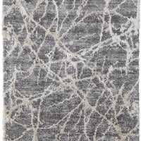 5' X 8' Gray And Ivory Abstract Power Loom Stain Resistant Area Rug