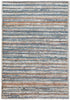 4' X 6' Ivory Blue And Orange Striped Power Loom Stain Resistant Area Rug