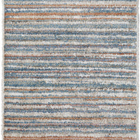 9' X 12' Ivory Blue And Orange Striped Power Loom Stain Resistant Area Rug