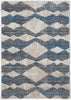 5' X 8' Ivory Gray And Blue Chevron Power Loom Stain Resistant Area Rug