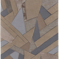 4' X 6' Tan Brown And Blue Wool Geometric Tufted Handmade Area Rug