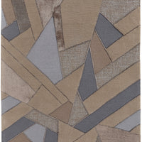 8' X 10' Tan Brown And Blue Wool Geometric Tufted Handmade Area Rug