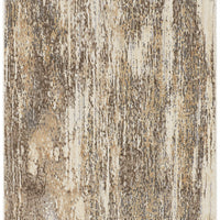 8' Tan Ivory And Brown Abstract Runner Rug