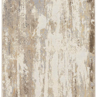 8' Tan Ivory And Gray Abstract Runner Rug