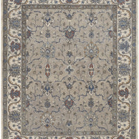 5' X 8' Taupe Ivory And Blue Wool Floral Tufted Handmade Stain Resistant Area Rug