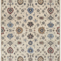 4' X 6' Ivory Blue And Tan Wool Floral Tufted Handmade Stain Resistant Area Rug