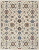 4' X 6' Ivory Blue And Tan Wool Floral Tufted Handmade Stain Resistant Area Rug