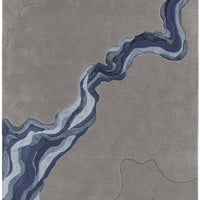 4' X 6' Gray And Blue Wool Abstract Tufted Handmade Area Rug