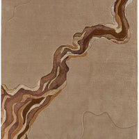 2' X 3' Tan And Orange Wool Abstract Tufted Handmade Area Rug