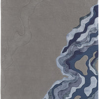 4' X 6' Gray Taupe And Blue Wool Abstract Tufted Handmade Area Rug