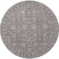 6' Taupe And Ivory Round Floral Power Loom Area Rug