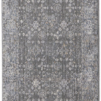 8' Taupe Gray And Orange Floral Power Loom Runner Rug