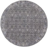 6' Taupe Gray And Orange Round Floral Power Loom Area Rug