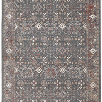 9' X 13' Gray Pink And Red Floral Power Loom Area Rug