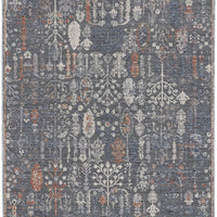 8' X 10' Gray Ivory And Orange Floral Power Loom Area Rug