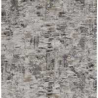 5' X 8' Ivory Gray And Brown Abstract Power Loom Distressed Stain Resistant Area Rug