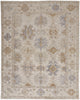 2' X 3' Ivory Tan And Blue Floral Hand Knotted Stain Resistant Area Rug