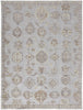 5' X 8' Ivory Silver And Tan Floral Hand Knotted Stain Resistant Area Rug